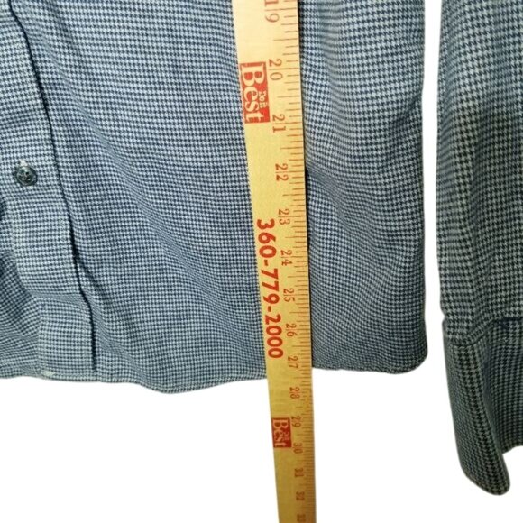Stockholm Sven Mens Houndstooth Button-Up Shirt S 14 1/2 32/33 Blue 100% Cotton - Picture 8 of 9